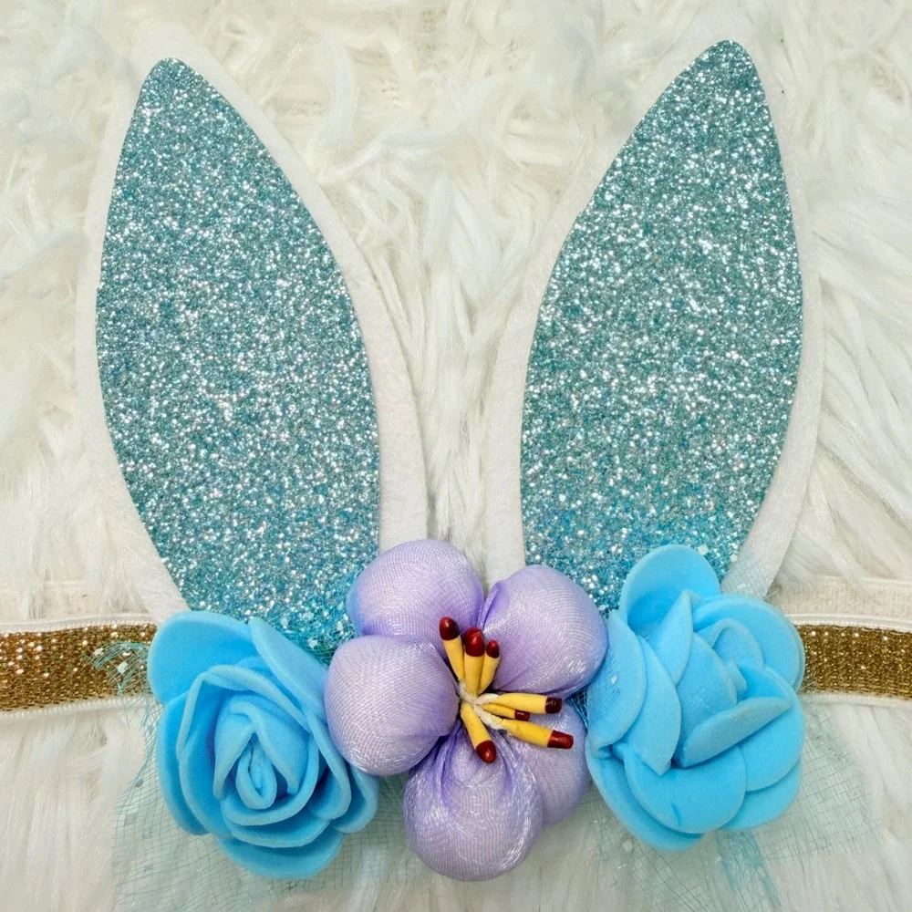 2 Floral Bunny Cat Ear Headbands Halloween Costume Dress Up Fairycore